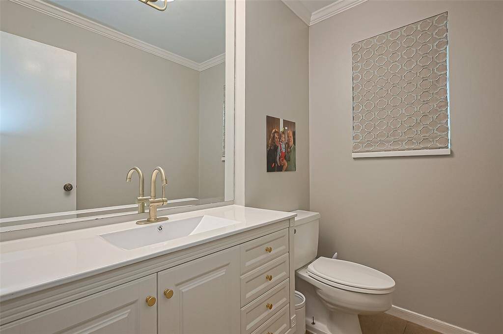 Half bath has a new vanity.