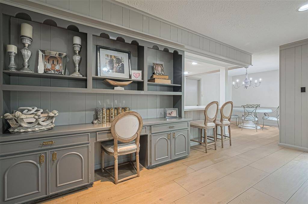 This built in desk is a great addition to have to display you beautiful items and a second workspace.
