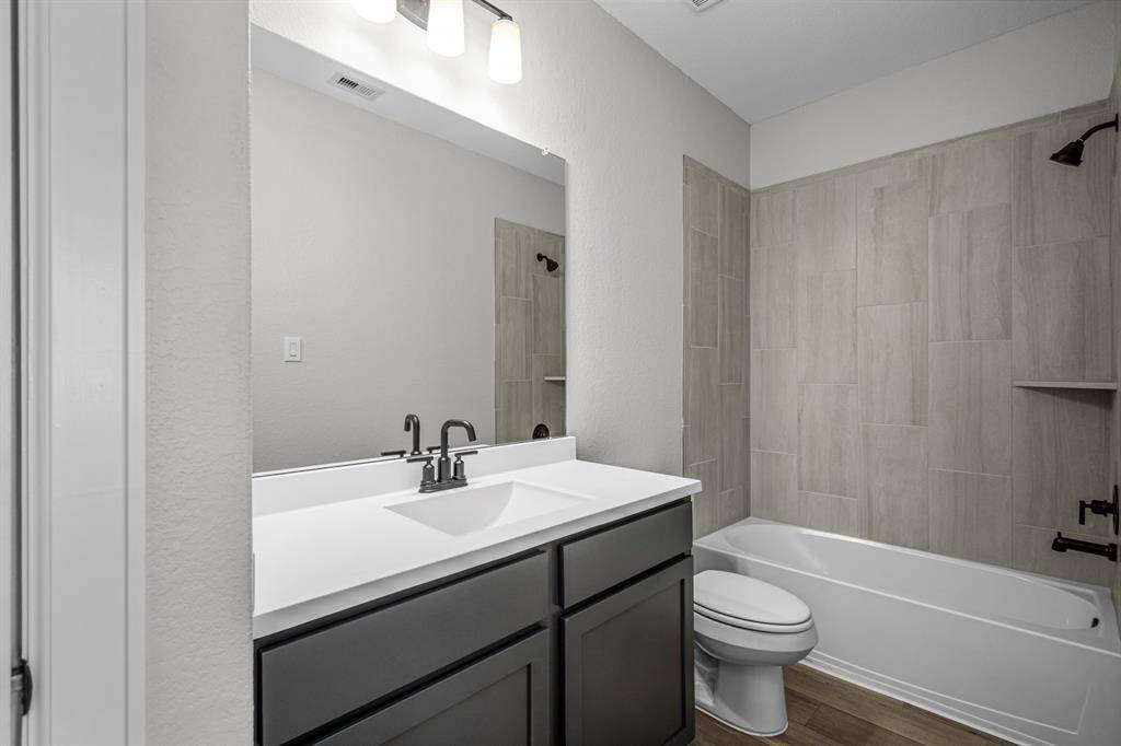 The secondary bathroom