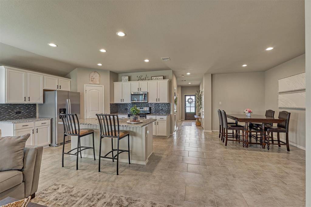 Another view showing off the open floor plan.  Also illustrated is the ample counter space in the kitchen.