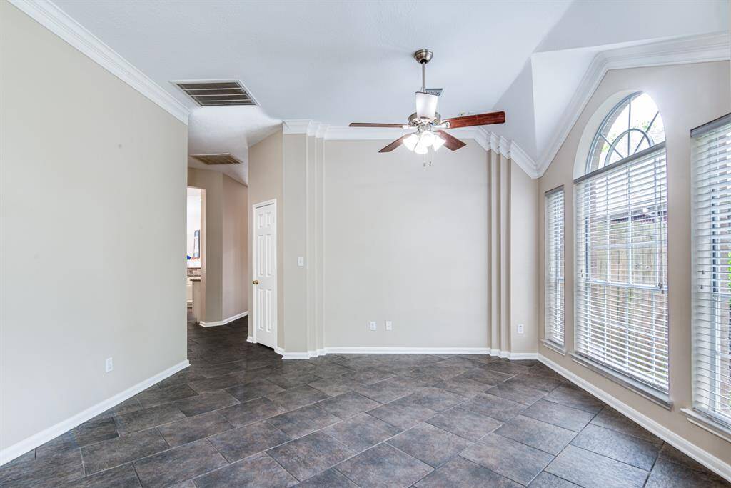 View of living room into dining space