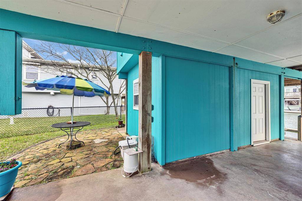 Patio and storage area.