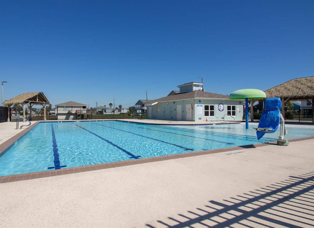 Large pool with pool house.