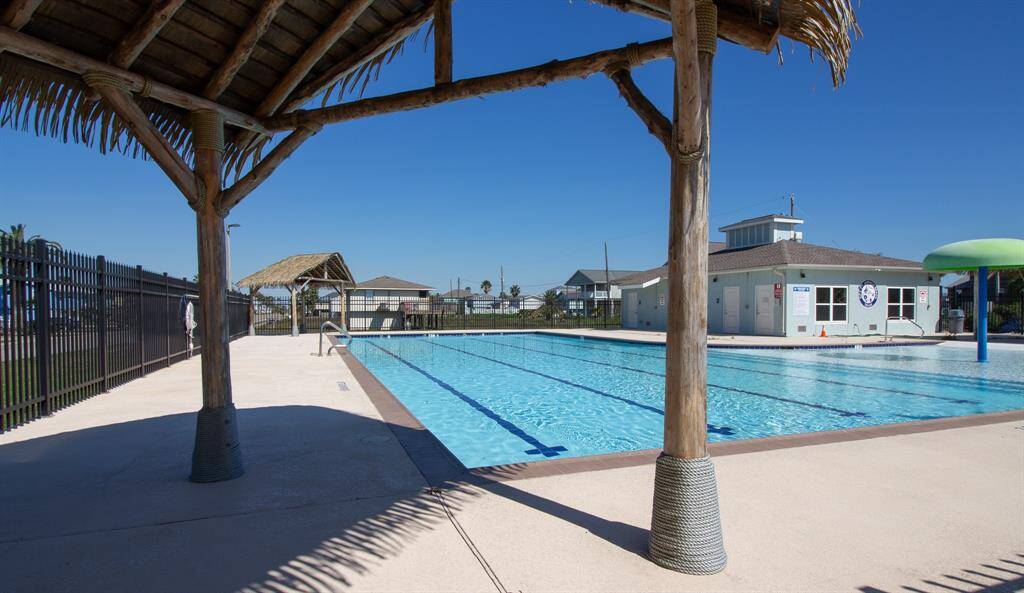 covered cabanas in pool areas.