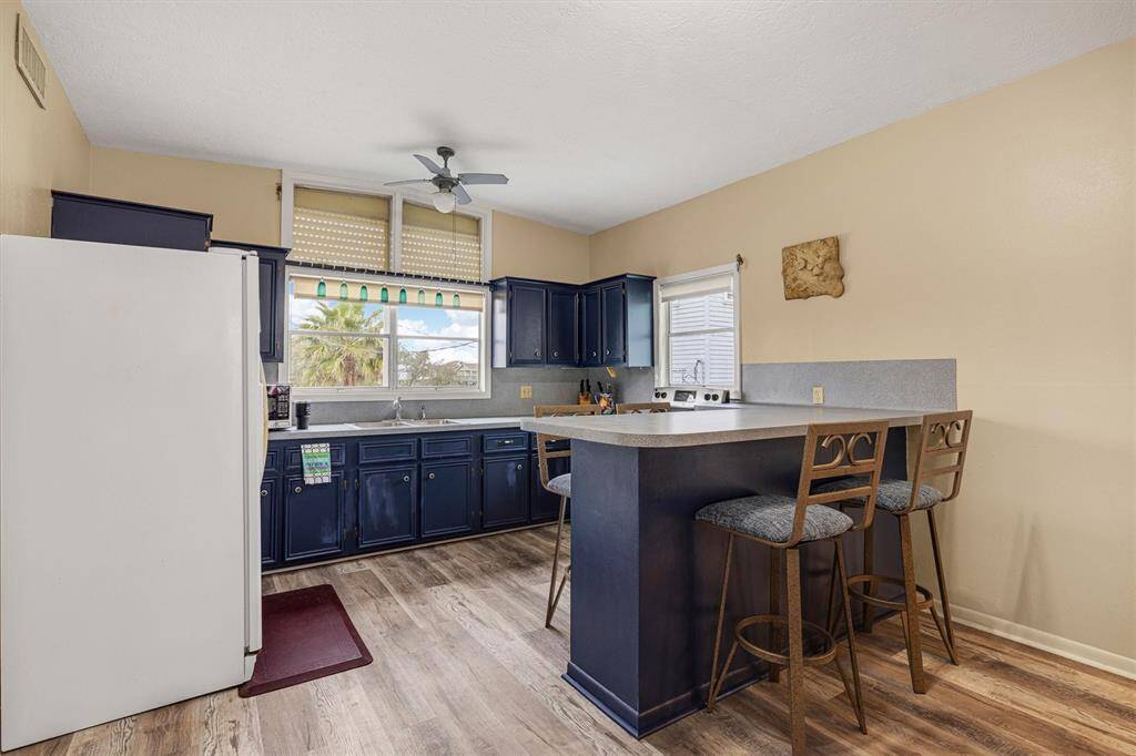 Kitchen Island with lots of light.