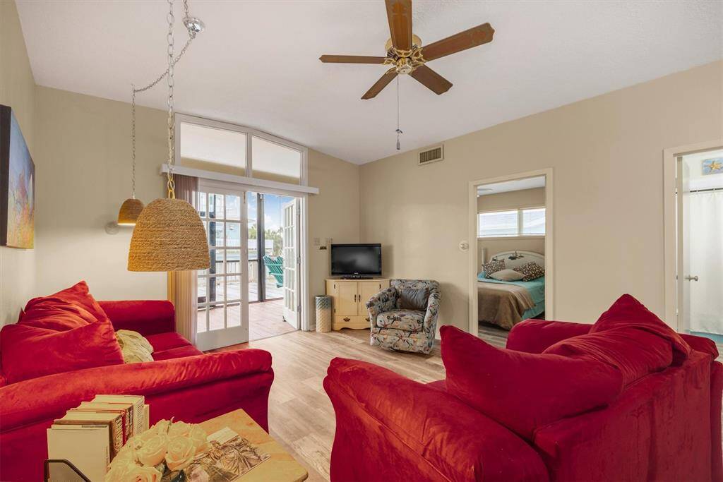 living area with french doors.