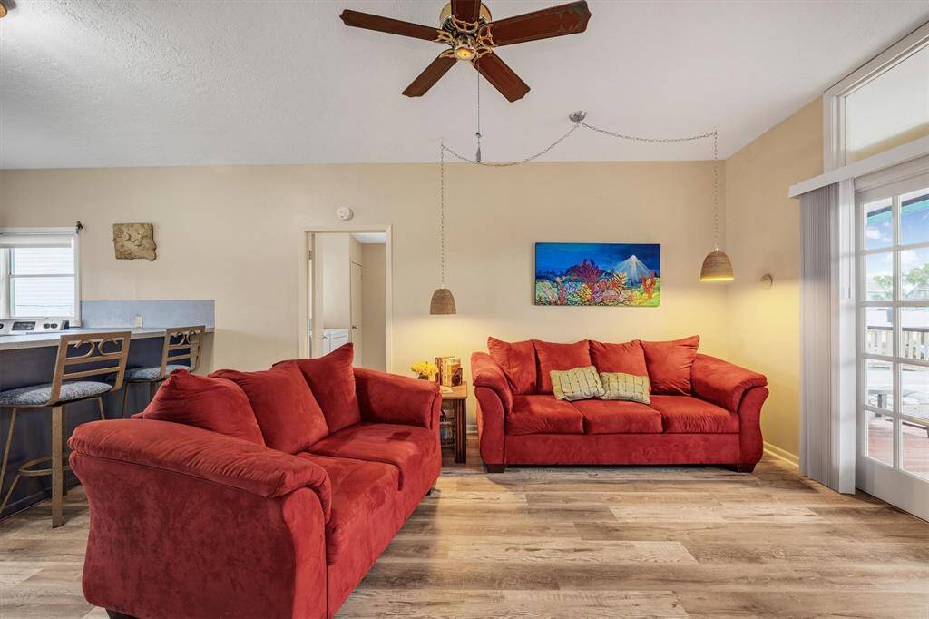 Vaulted ceiling with plenty of natural light.