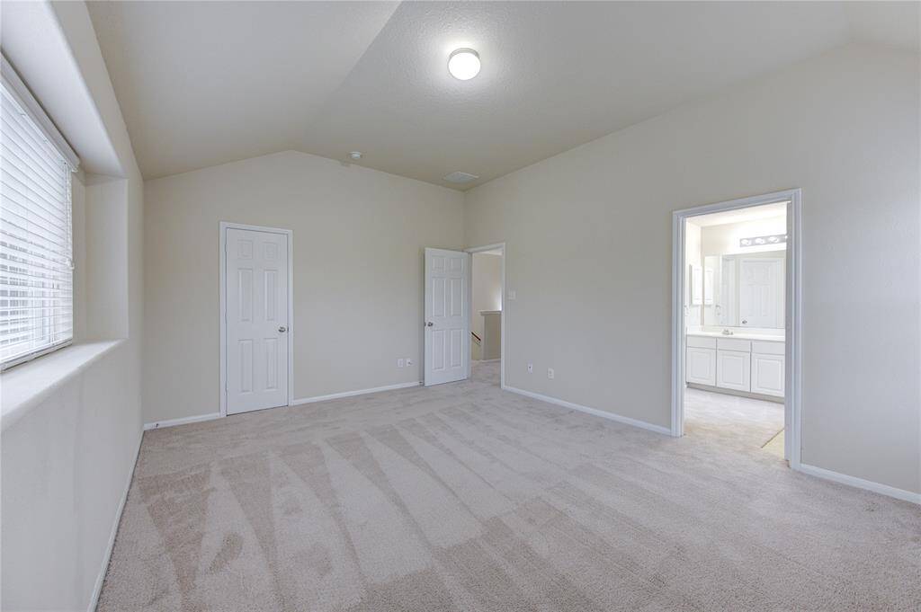 The powder room has a large closet, and many people have chosen to install a glass stall shower and turn this into a full bathroom!