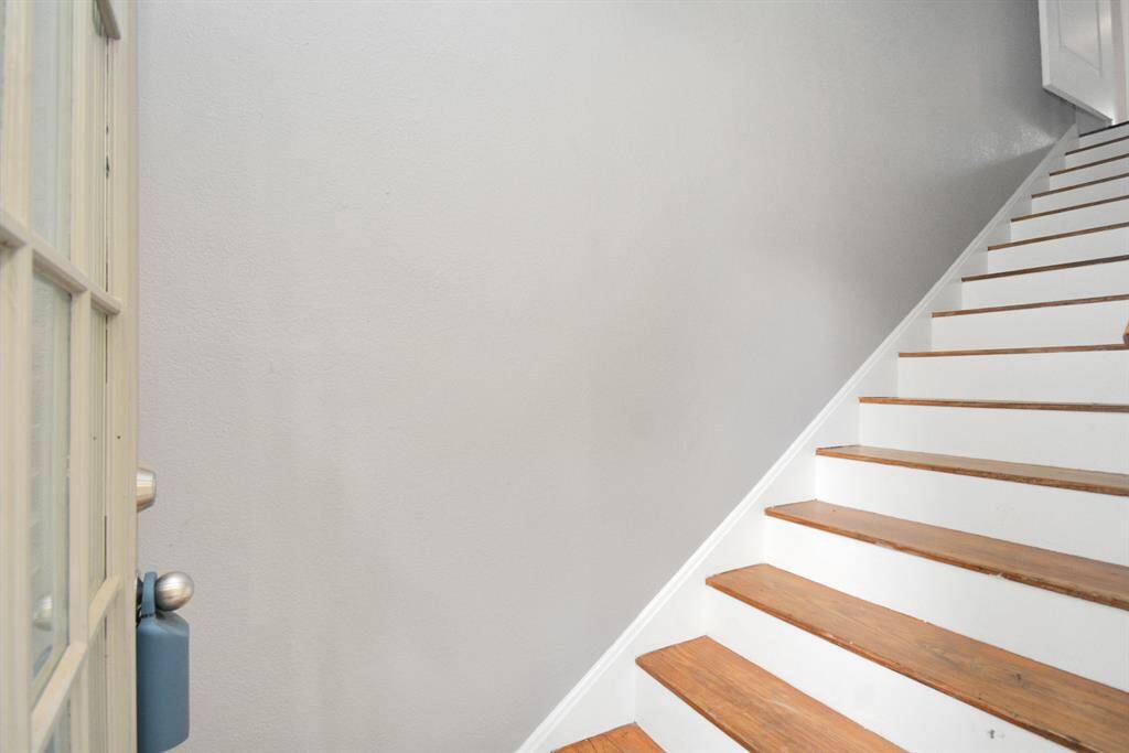 Once inside, the stairs lead to another door.
