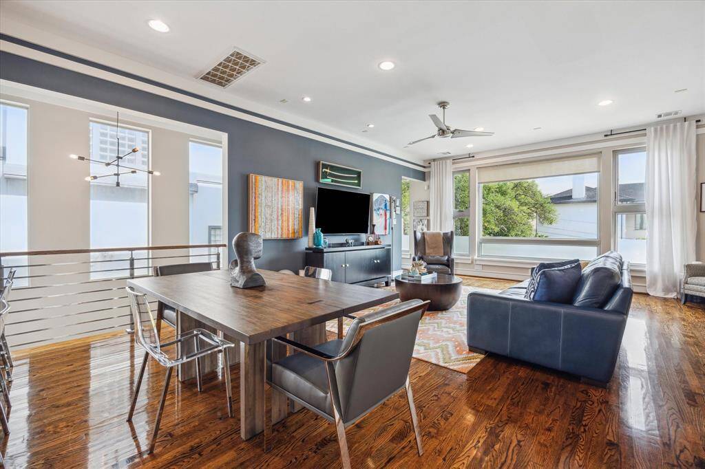 Nice sized dining area. The home has gleaming hardwoods throughout the home and in all the bedrooms. No carpet at all.