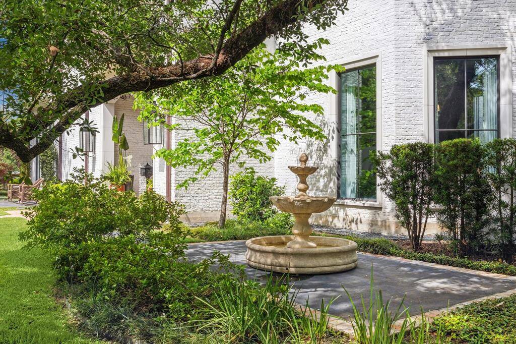 This charming fountain located in front of the library adds to the serene, park-like setting.