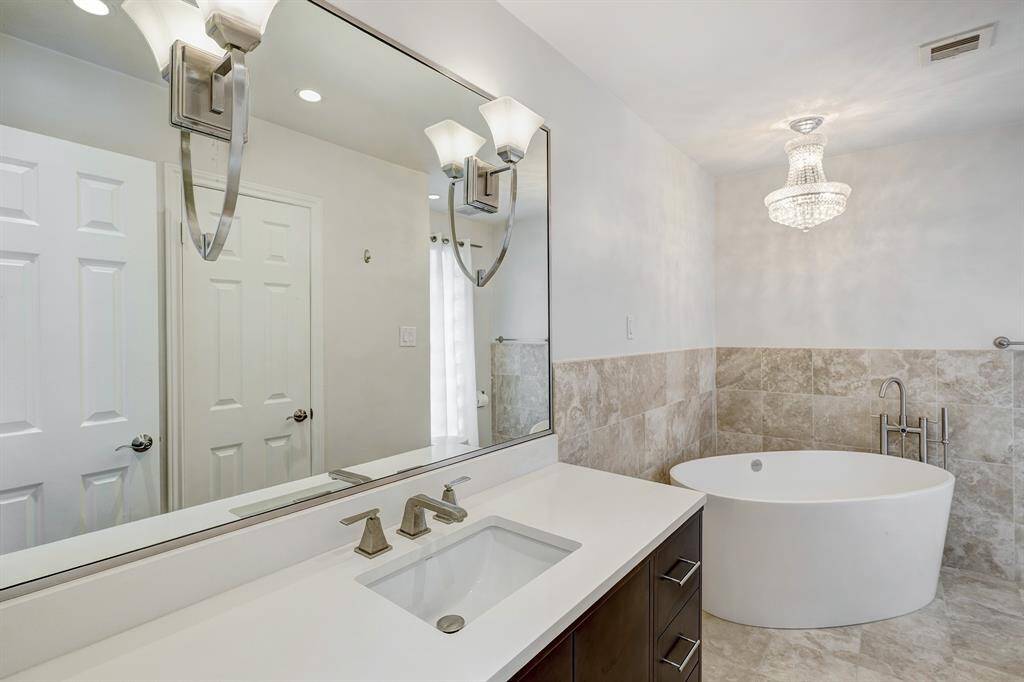 Hall bath redone with beautiful everything.