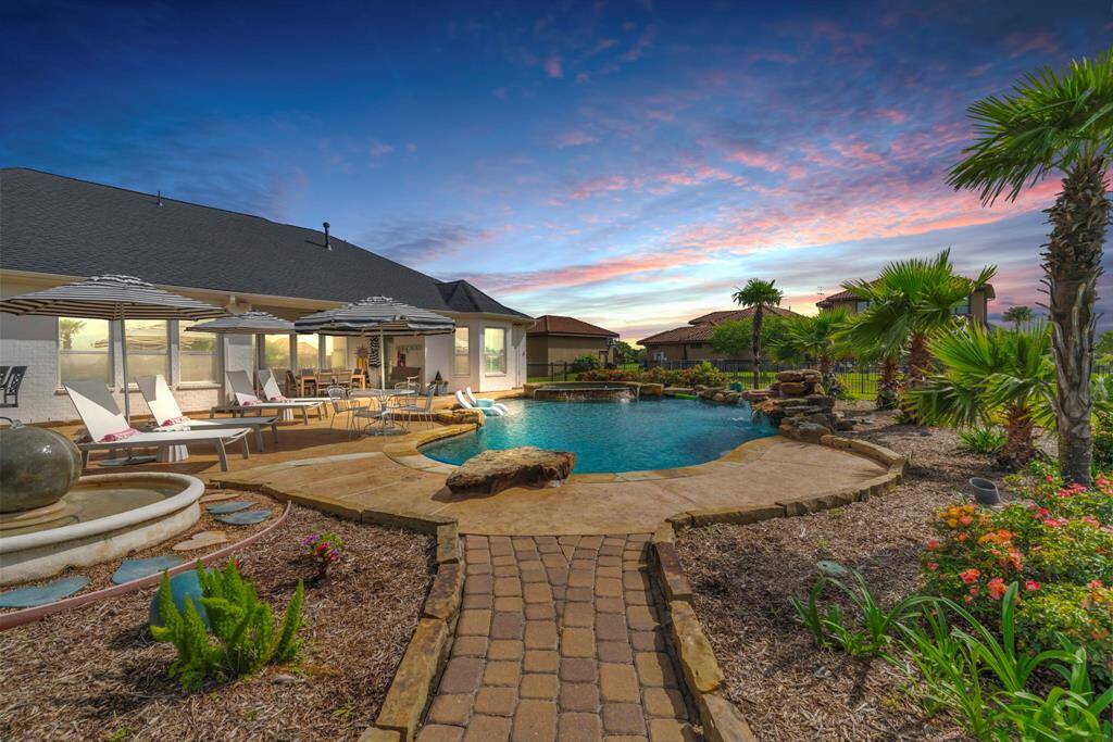 Twilight View - Cobblestone Walkway leading to Your Pool! 27103 Boater's Crossing Dr., Katy, TX  77493