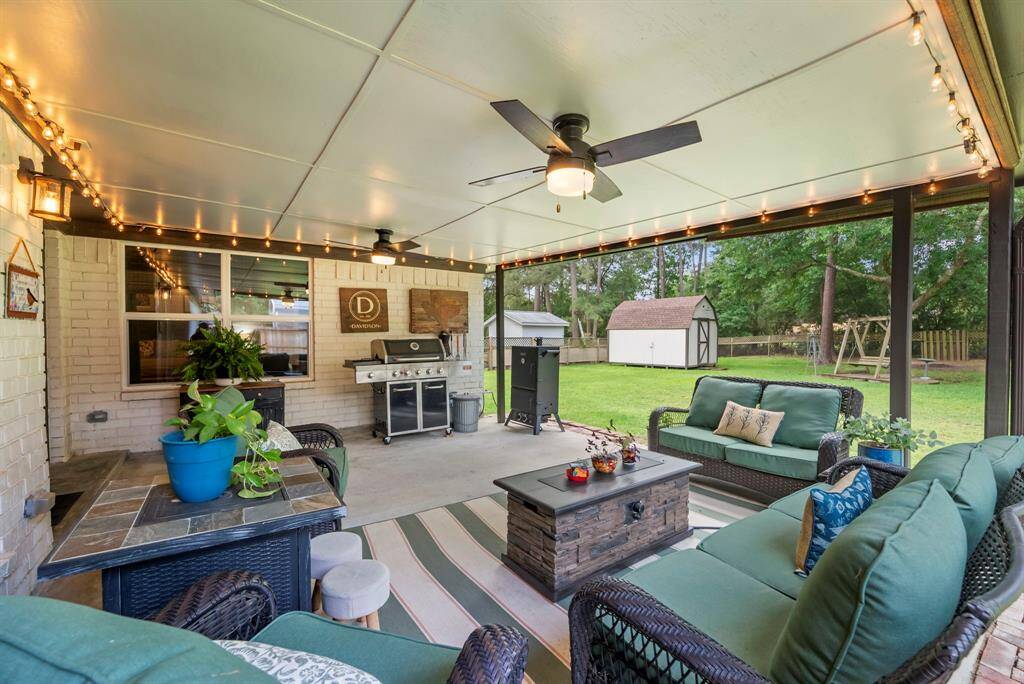 The back patio is also equipped with a propane gas stub to hook up a gas grill.