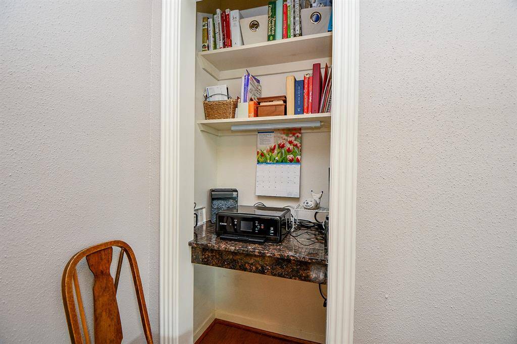 This nook in the bedroom is perfect for a home office area.