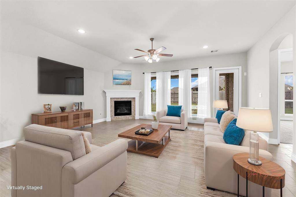 Luminous living space virtually staged