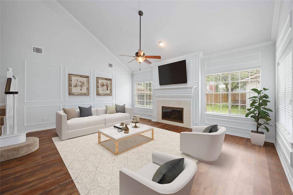 Gorgeous living room for entertaining or just enjoying a quiet night in. Virtually staged