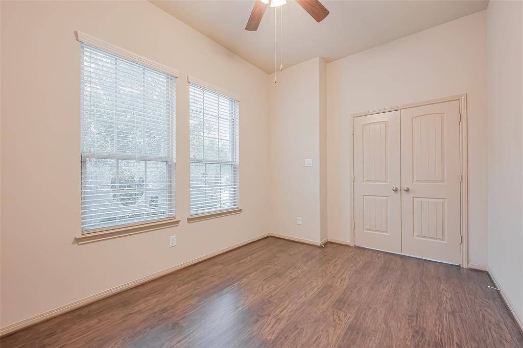 Home office with double doors for privacy.