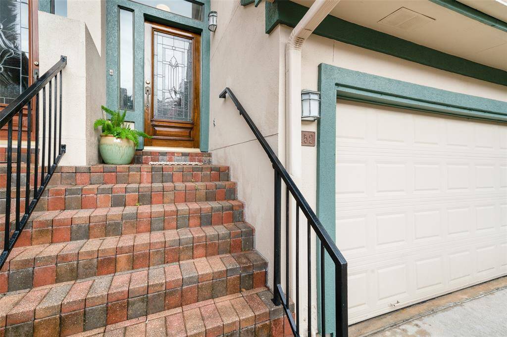 At the front entryway, the tile on this short staircase to the front door is gorgeous.