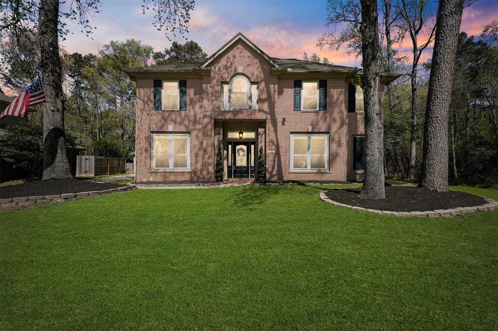 Front of the house at twilight.