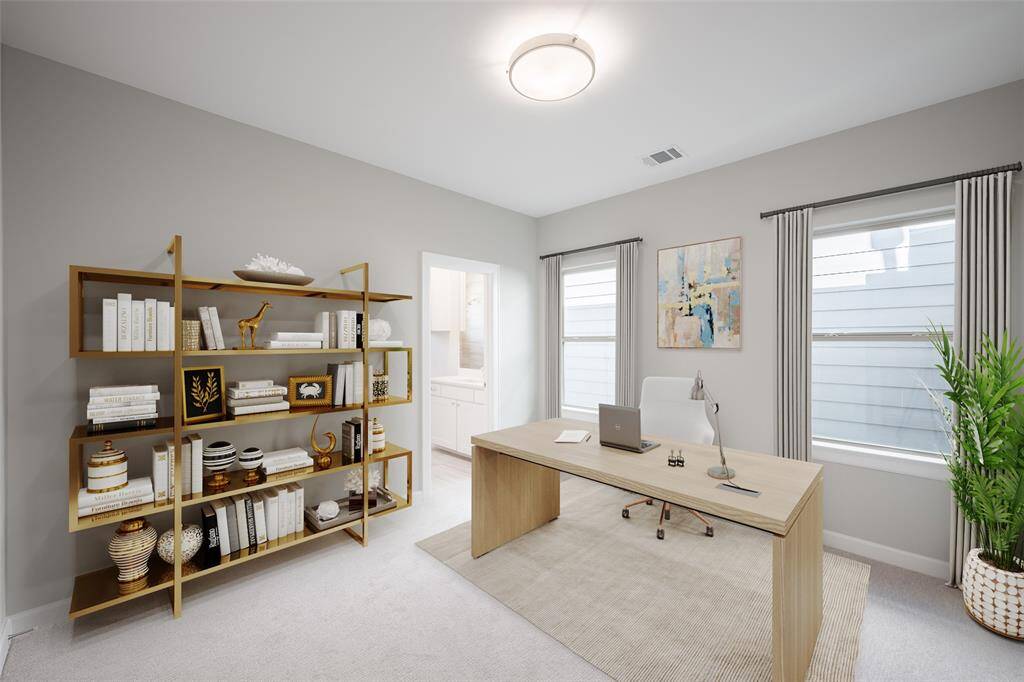 Third bedroom with a closet can used as a home office.  (virtually staged)