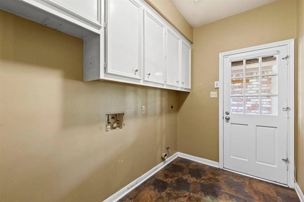 Laundry room just off of the back door entrance! Great storage in here too!