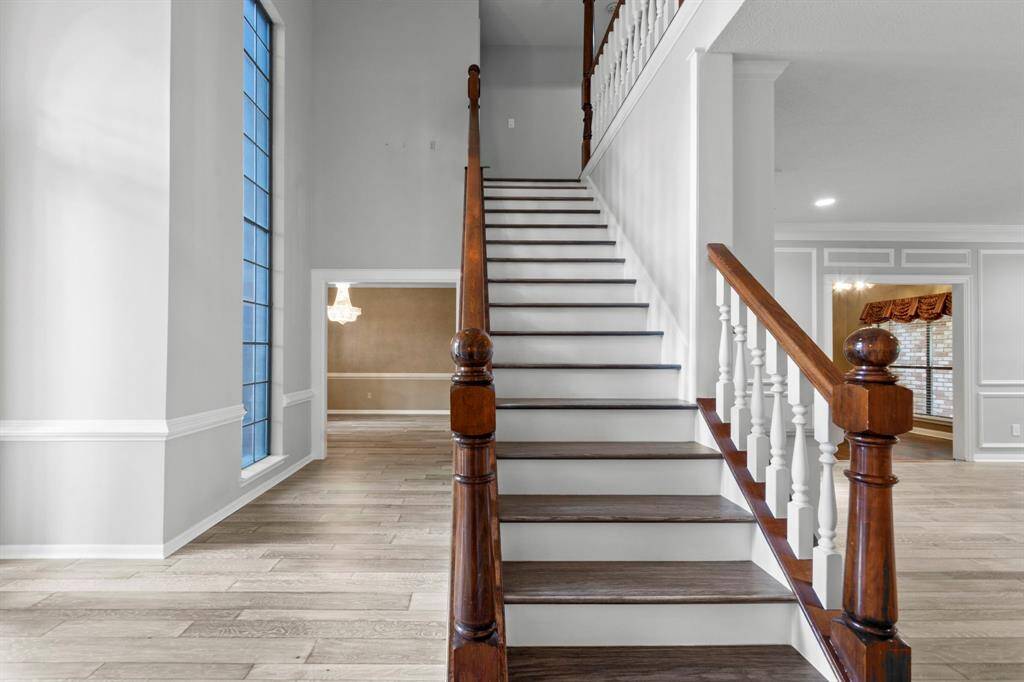 Let's go upstairs. Engineered hard wood on the stairs too!
