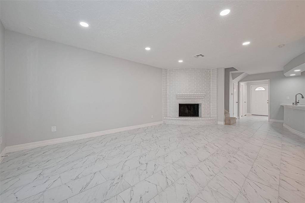 Brick wall on fireplace