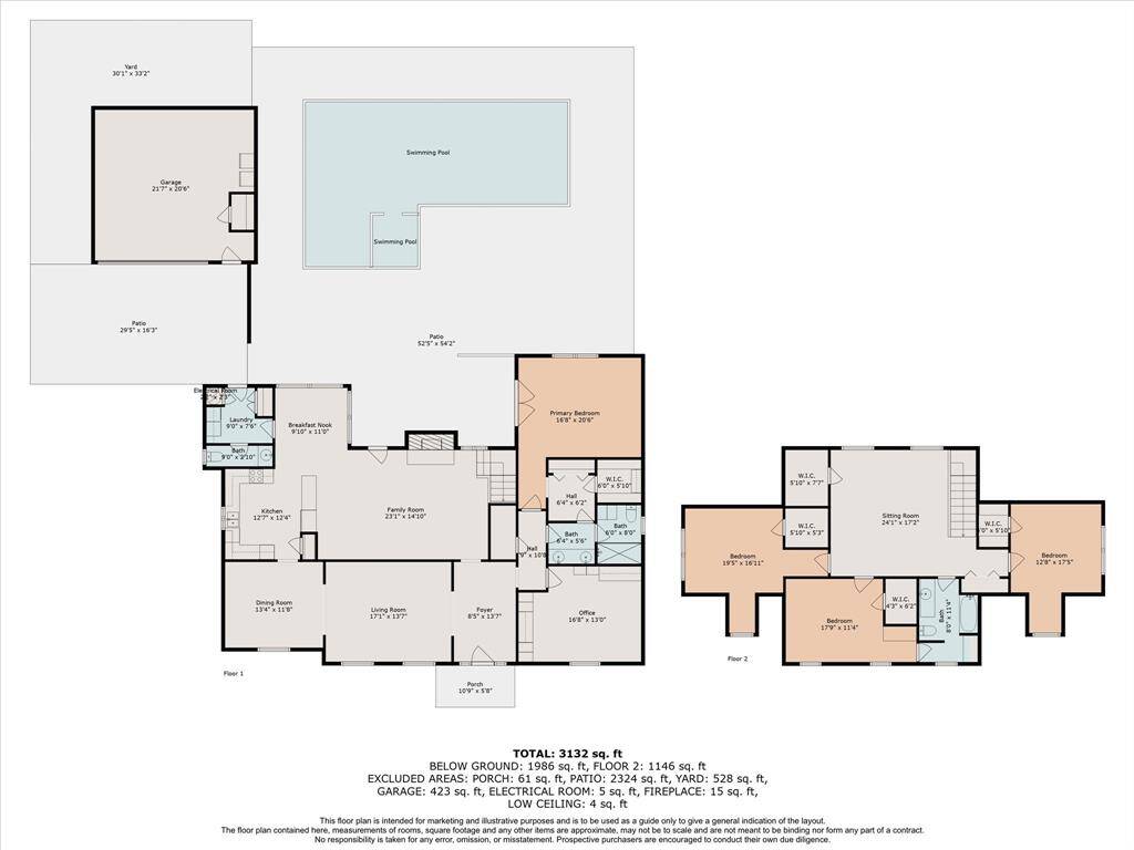 Overall floorplan, for representative purposes only