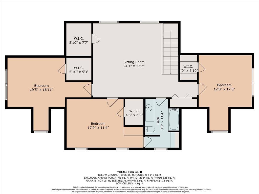 Second floor plan, for representative purposes only