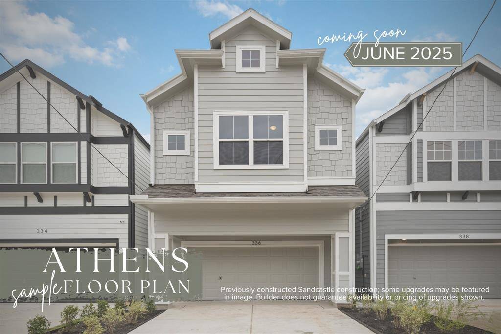 Experience Your Dream Home with Sandcastle Homes. Welcome to the Athens floor plan, with its cheerful elevation—your journey home begins here.