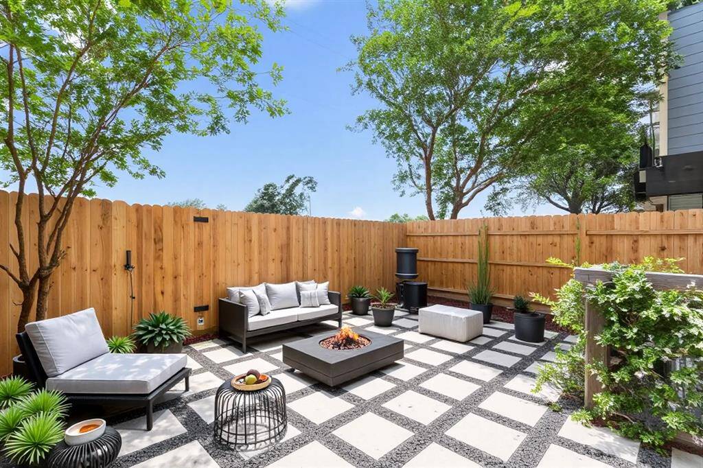 Virtually Staged back yard that opens into a large utility easement.