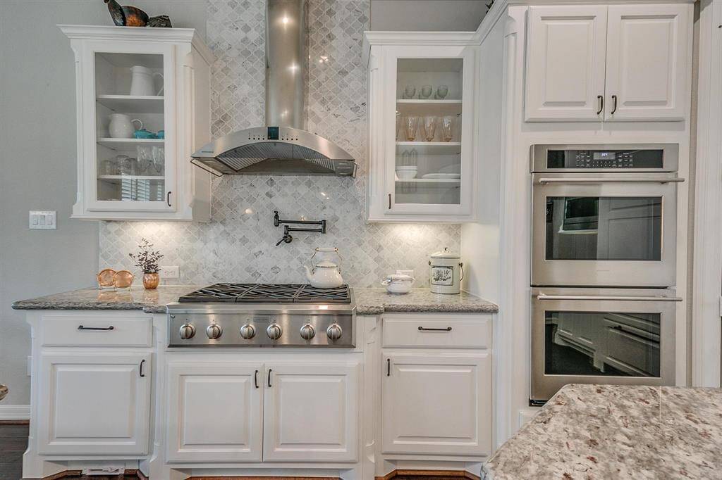 Kitchen with double ovens.