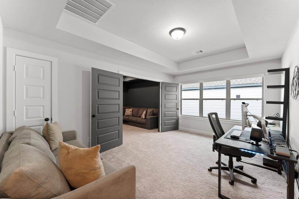 Upstairs you’ll enjoy a large media room with full surround sound, a game room and 3 additional bedrooms.