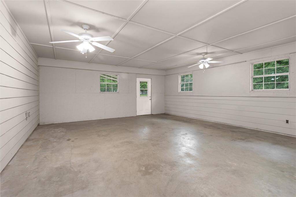 The garage has been enclosed.  Any kind of space available to fit the tenants needs.