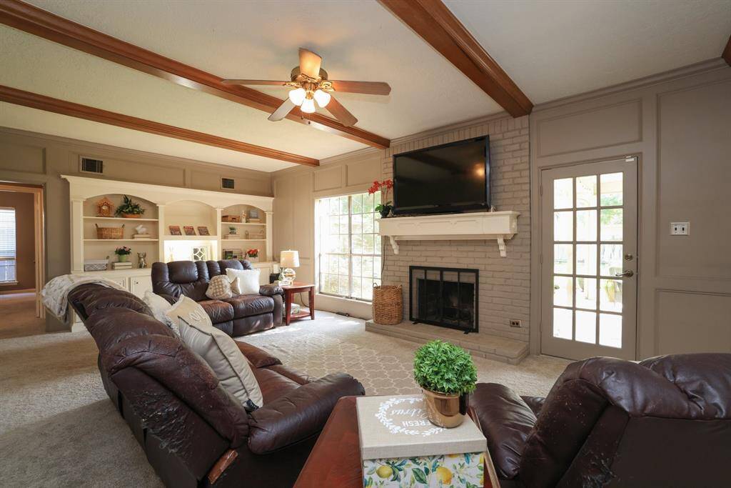 Family room with gas log fireplace