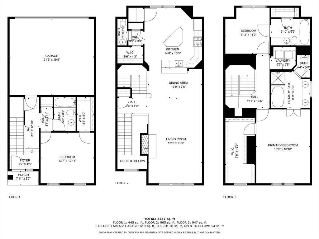 Floor plans of all three floors