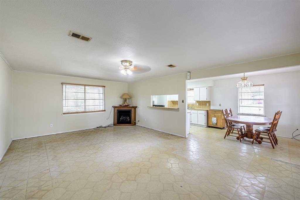 Wide open living and dining space.
