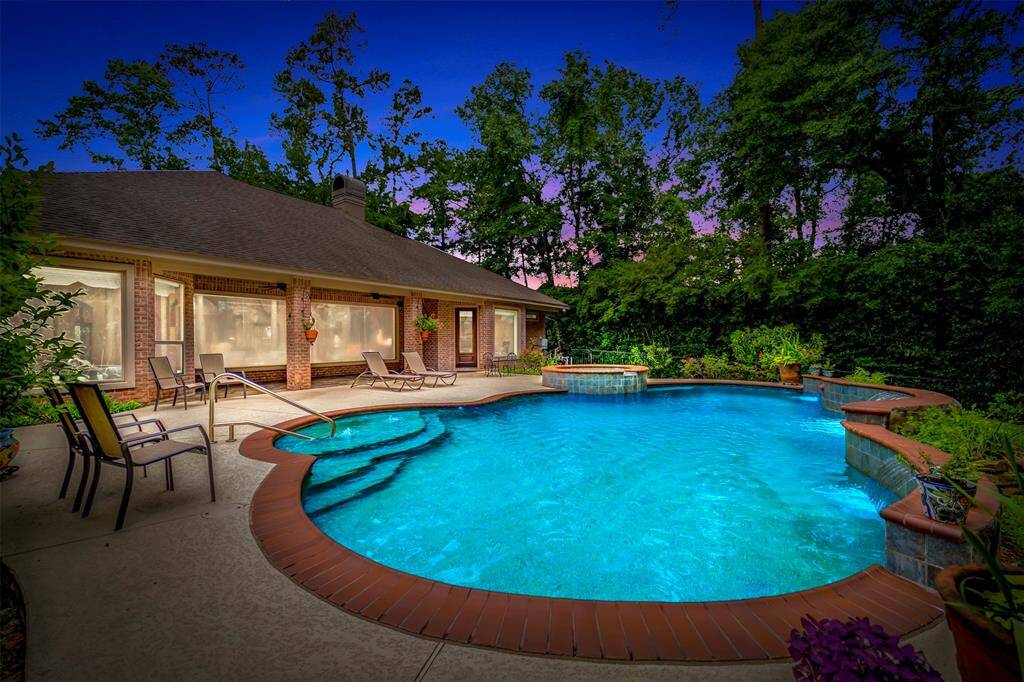 Generous Outdoor Covered Patio with Slate Covered Floor