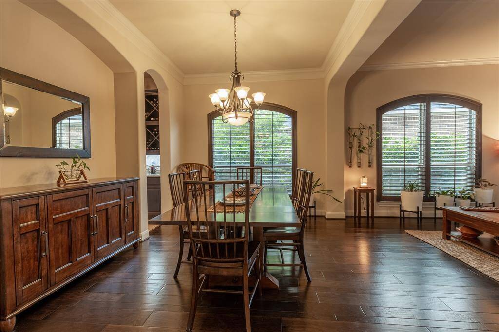 Formal dining with access to kitchen through butler's pantry.