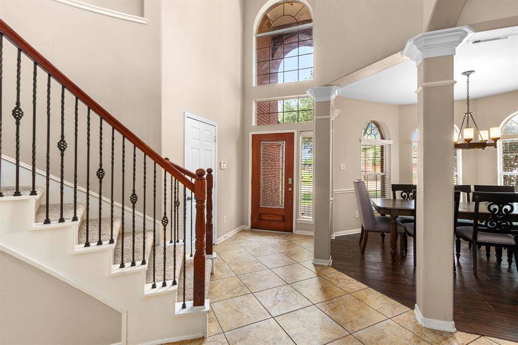View from the entry to the dining room.
