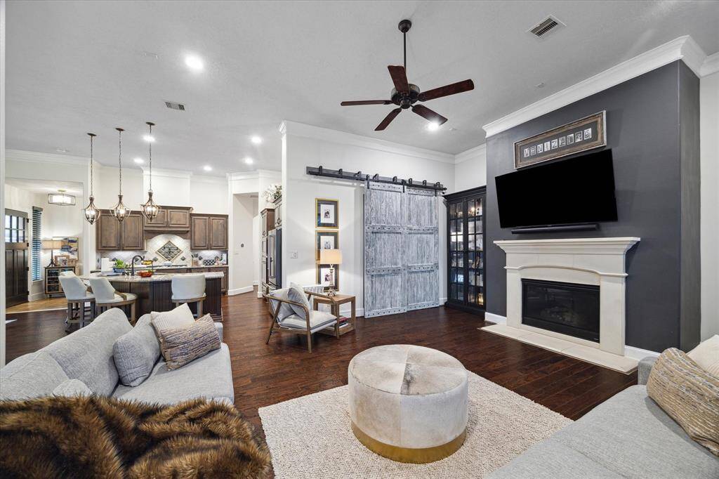 Large Family Room with gas fireplace.