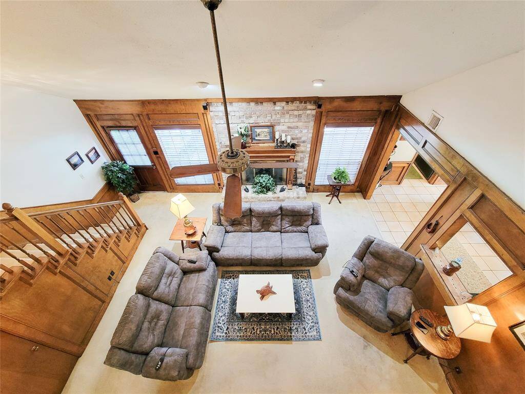 This is the view from the top of the stairs looking into the family room.