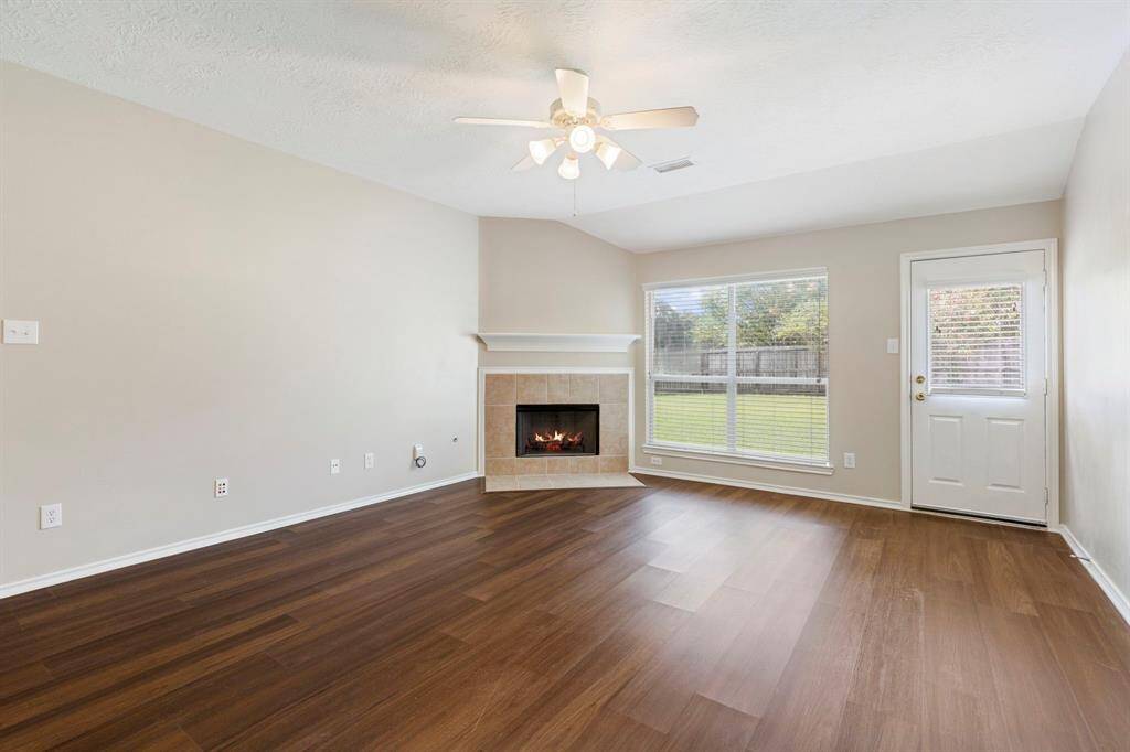 This huge family room is great for gathering friends and family.