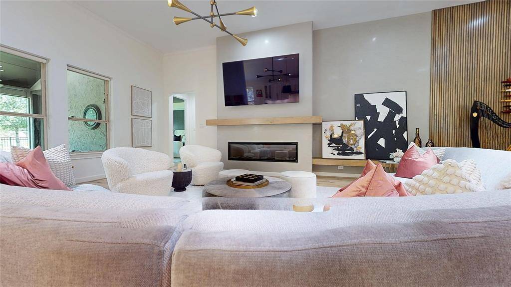 Electric fireplace seamlessly integrated into wall