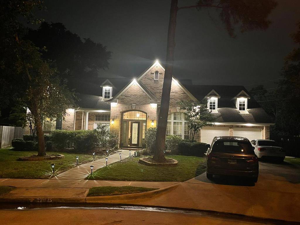 The exterior lighting adds a touch of elegance and practicality, illuminating the home beautifully at night while offering safety and functionality. It's perfect for highlighting the home’s features and creating a welcoming ambiance for evening activities.