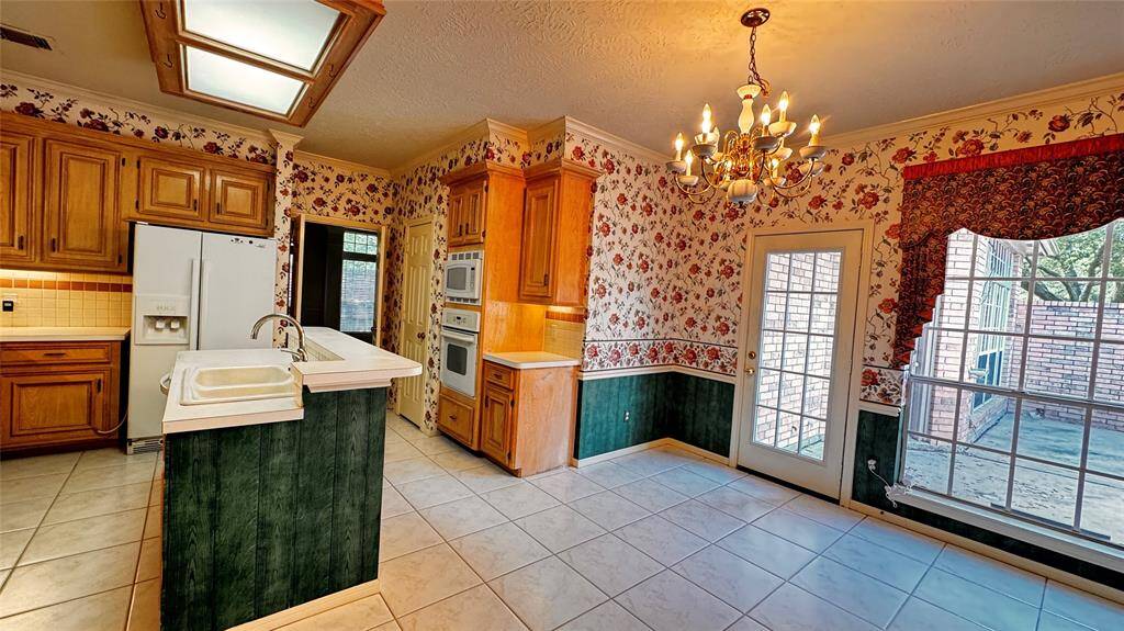 kitchen view from laundry room corner