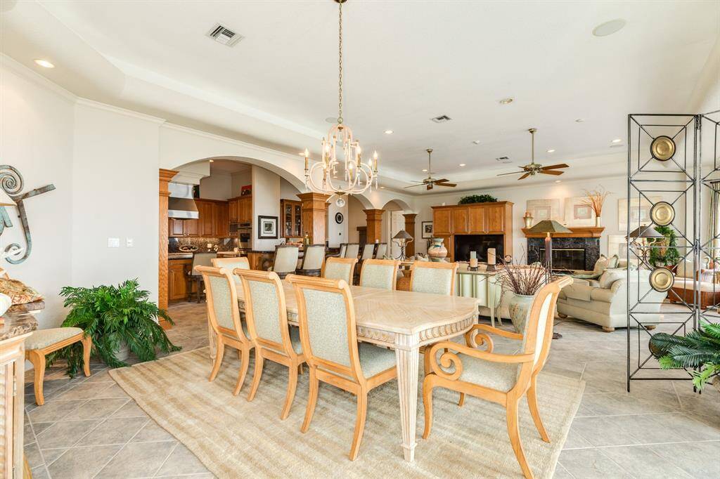 Dining area is conveniently located close by to the kitchen.