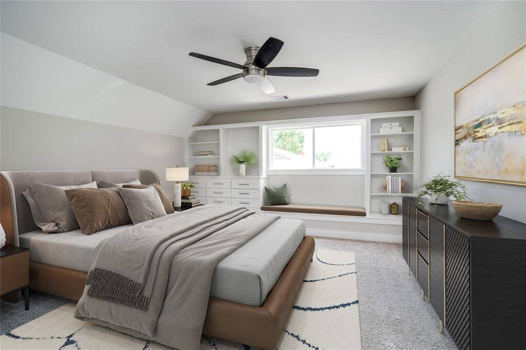 Virtually staged photo. Bedroom #2 upstairs.
