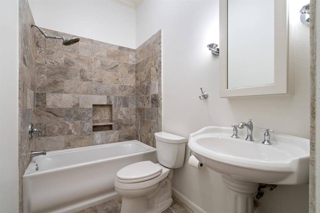 Secondary bath was remodeled with upgraded features.